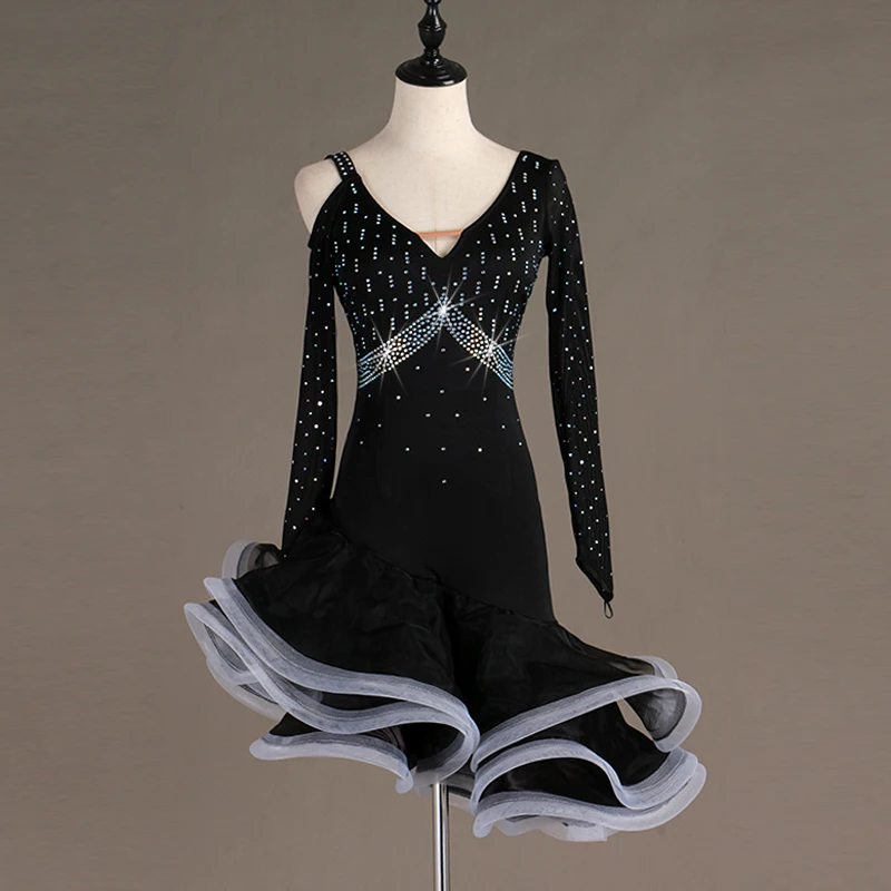 

latin dress Latin Dance Dresses For Women Black Club Party Dancer Singer Entertainer Black DressLQ109