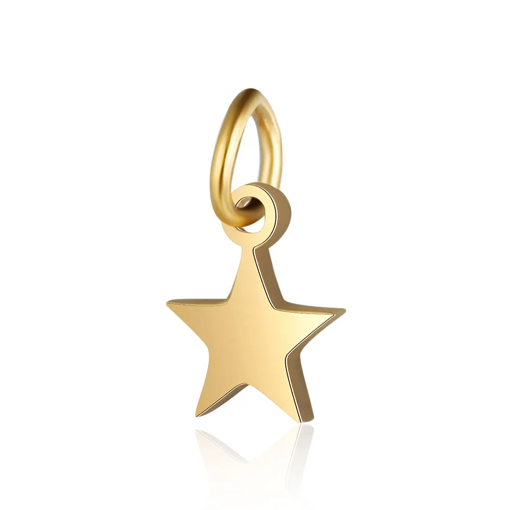 5pcs/Lot Stainless Steel High Polish Star Shaped Charms Pendants for DIY Fashion Jewelry Making Bracelets Necklaces Accessories