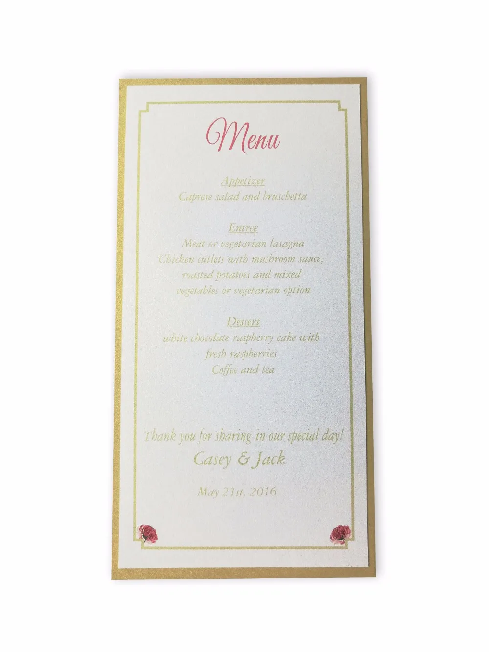 

30pcs/lot Personalized menu two layers menu handmade gold with pink floral theme whole set available Set019