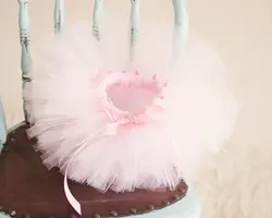 Cute Baby Pink Fluffy Tutu Skirts Infant Girls Handmade Ballet Tulle Pettiskirts with Ribbon Bow Kids Birthday Party Tutus 1Pcs