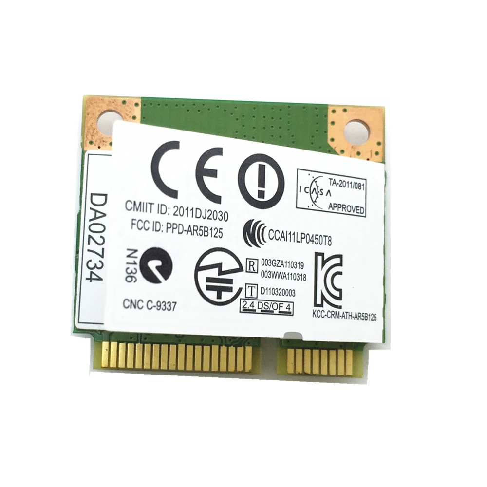 For Atheros AR5B125 FOR DW1506 802.11 b/n Half-Height Wireless wifi Mini PCI-E Card