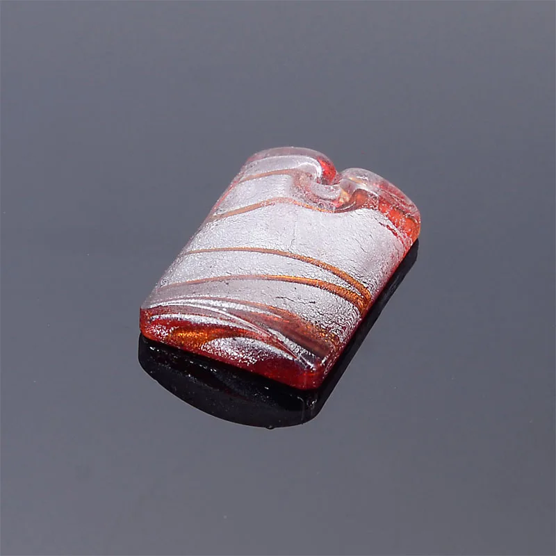Fashion Flat Rectangle Lampwork Art Murano Glass Charm Pendant  Foil For Diy Girls Women Necklace Earring Making