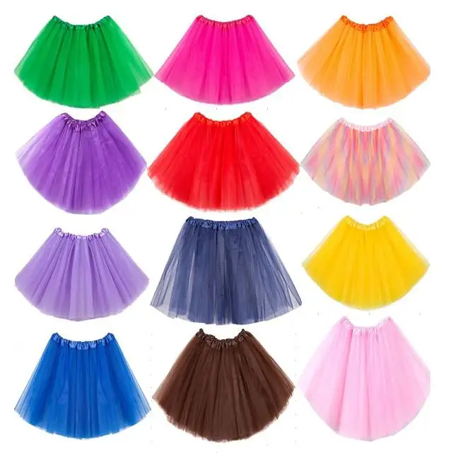 About 40cm Short transparent ballet Petticoat Tulle Skirts Womens Girls Elastic 3 Layers Adult Tutu Skirt Underskirt Rockabilly