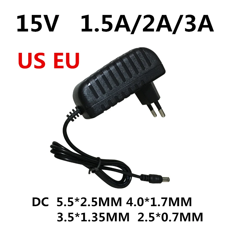 1 pièce adaptateur AC/DC 15 V 0,5a 1A 1,5a 2A 3A AC 100-240V convertisseur adaptateur alimentation 15 V Volt chargeur alimentation prise EU US