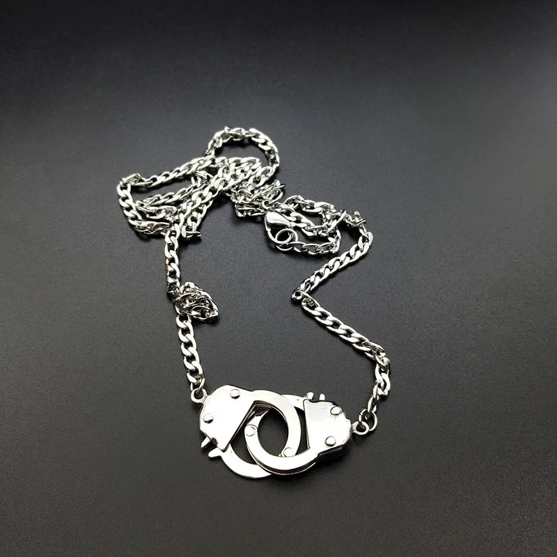 316L Handcuffs Pendant BFF Friendship Necklace Can Be Opened Handcuff Stainless Steel Necklace Choker Collar Jewelry Accessories