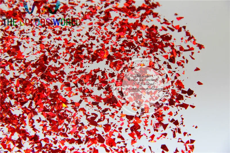 

TCA300 Holographic Red Color Mylar Sheet Random Cut Size Flakes for nail decoration and other art DIY decoration