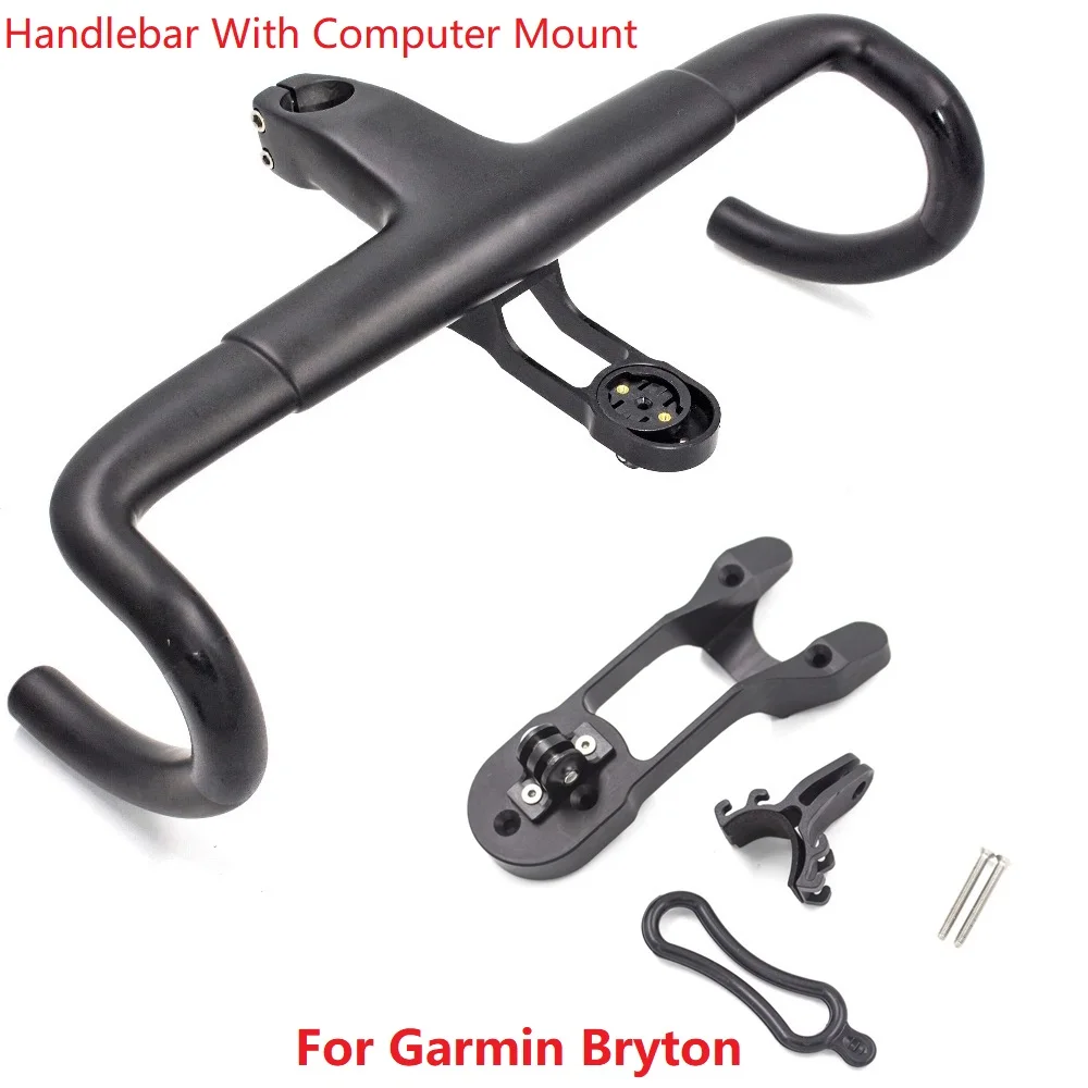 

Carbon Road Bike Handlebar 3K Integrated Handlebar Bike Handle Bent Bar With Garmin Bryton Computer Mount 28.6X380/400/420/440mm