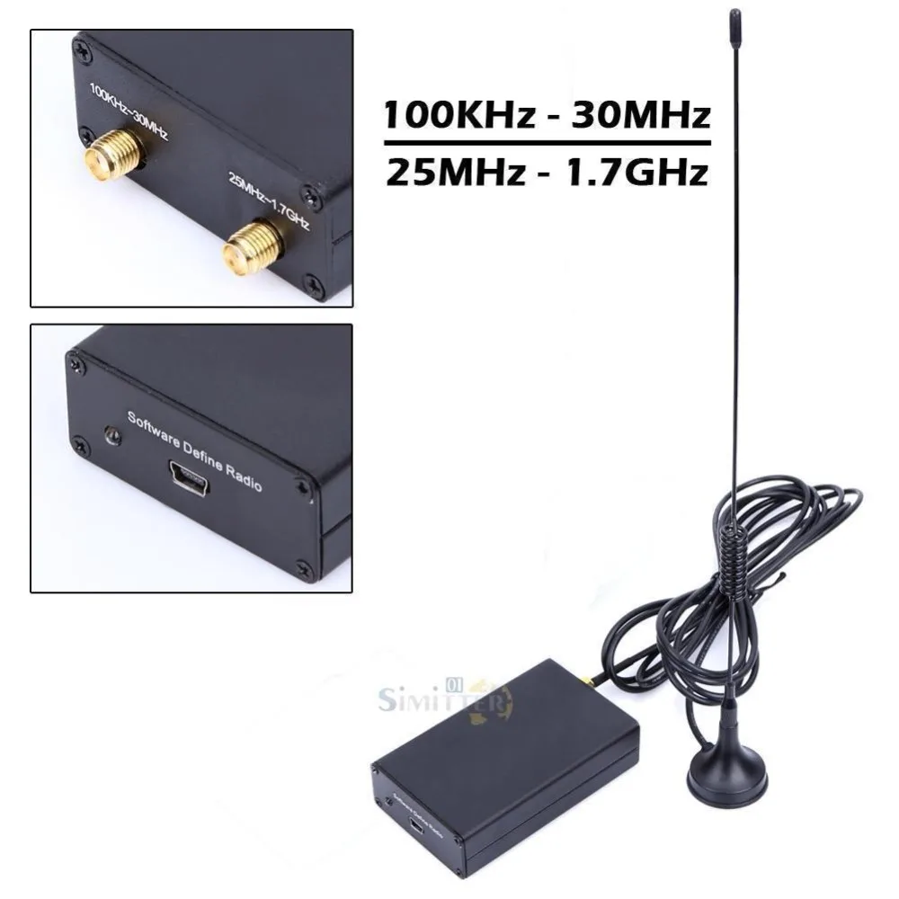 Imagem -05 - Receptor de Rádio Presunto 100khz1.7ghz Banda Completa uv hf Rtl-sdr Usb Sintonizador Rtlsdr Usb Dongle com Receptor Rtl2832u R820t2 Rtl Sdr