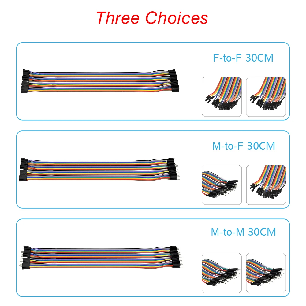 Dupont line-cable de puente para Arduino, 120 piezas, 30CM, macho a macho + macho a hembra y hembra a hembra