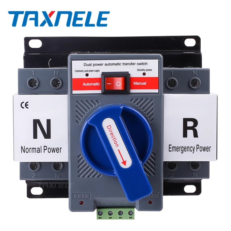 قاطع دارة صغير ATS 2P 4P 63A 230V 380V ، مفتاح التحويل التلقائي ثنائي الطاقة ، مفتاح التحويل التلقائي