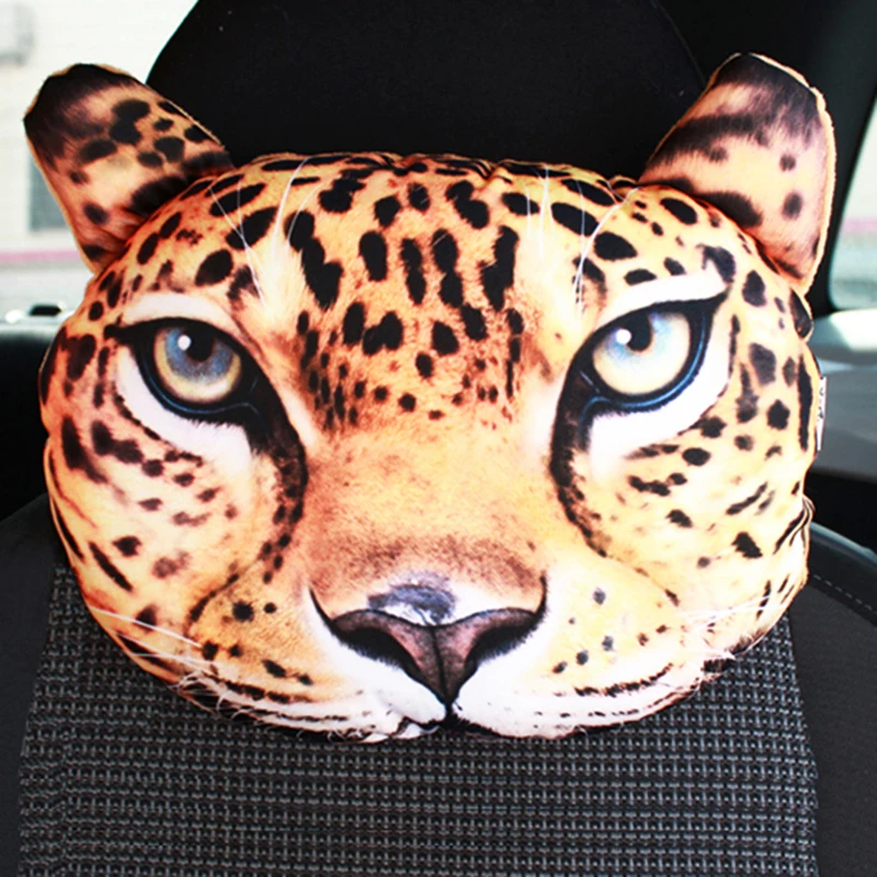 자동차 머리 받침 자동 머리 받침 사랑스러운 3D 인쇄 동물 얼굴 자동차 좌석 커버 목 자동 안전 머리 받침 용품