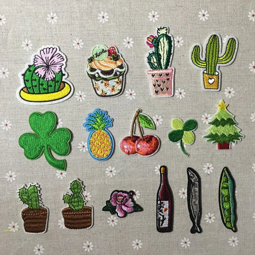 10PCS Cheap Flower Cactus Iron on Patch for Clothing Applique for Jeans DIY Accessories Cute Cheap Cherry Pineapple Tree Patches