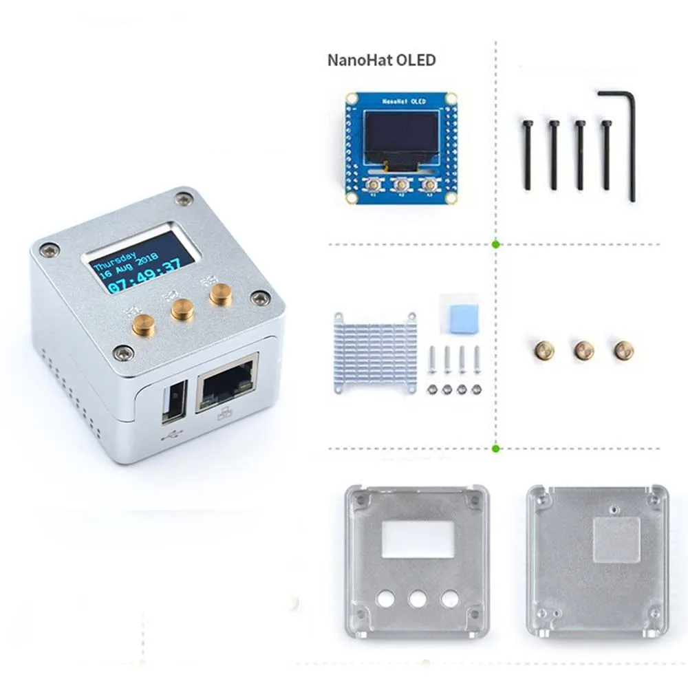 2019 NEW Complete Starter Kit Support NanoPi NEO/NEO2 all metal aluminum shell, with NanoHat OLED display