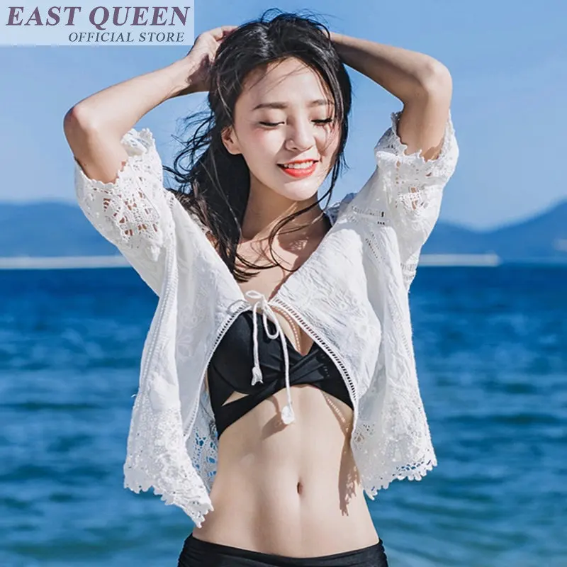 

Summer women blouses tops 2018 sexy deep v-neck half sleeve hollow out solid white shirts for beach loose blouse DD723 L