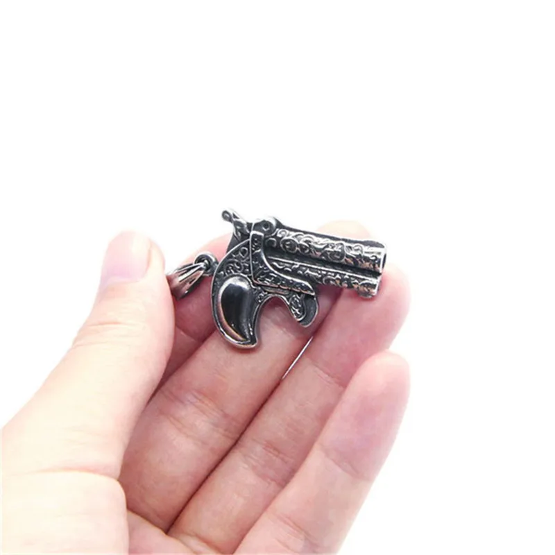 Hand Gun Pendant 316L Stainless Steel Band Party Men Boys Gun Pendant