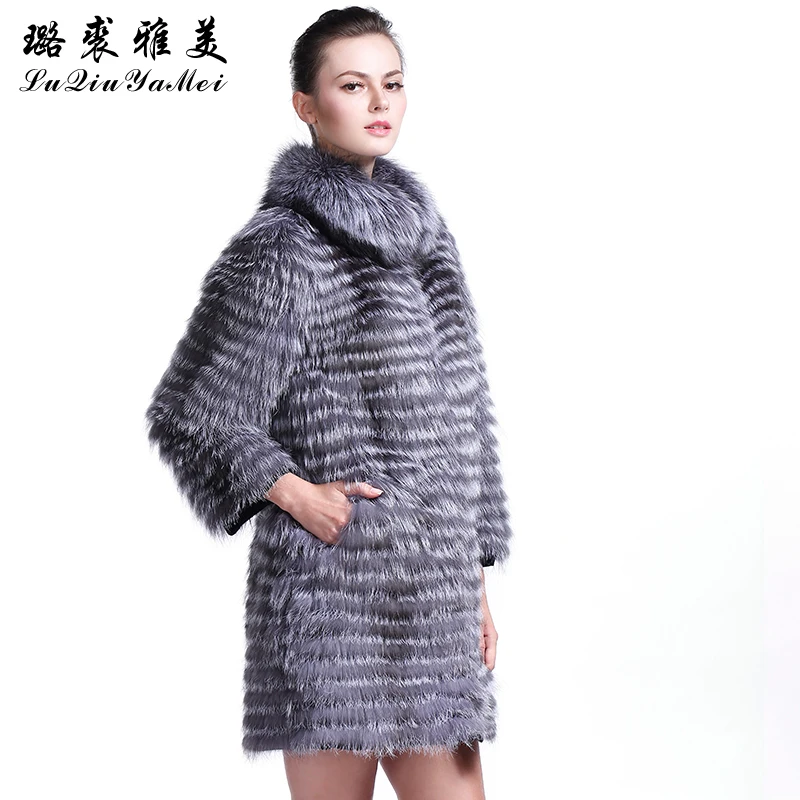 Russian Women\'s Fur Coats Natural Silver Fox Fur Newest 2021 Jackets Lined Warm Luxury Brand Real Fur Coat Vests Female