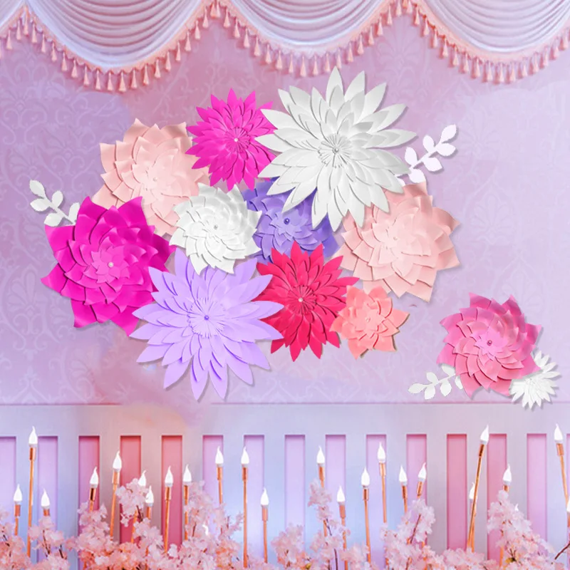 

DIY Half Made Giant Paper Flowers Large Artificial Chrysanthemum Home Wedding Party Backdrop Wall Decorations Photography Props