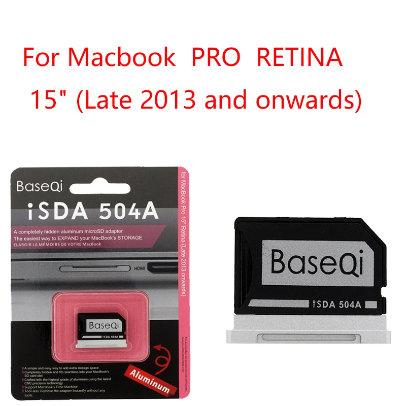 BaseQi – adaptateur de carte mémoire Micro SD/TF, lecteur Invisible en aluminium, pour MacBook Pro Retina 15 pouces (fin 2013 à mi 2015)