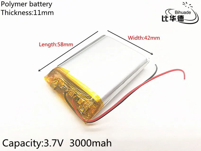 Free shipping 1pcs/lot 3 7V lithium polymer battery 114258 3000MAH Tablet PC navigation mobile power GIY