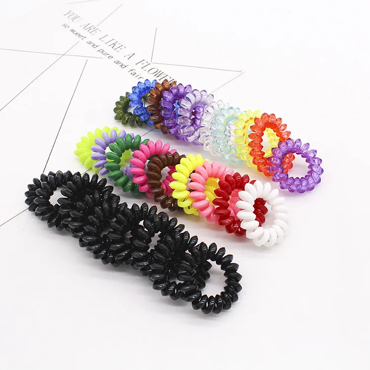 8 Pcs Hot Sale 4 Cm Kualitas Tinggi Rambut Scrunchie Transparan Telepon Kawat Elastis Hai... untuk Anak-anak Kecil