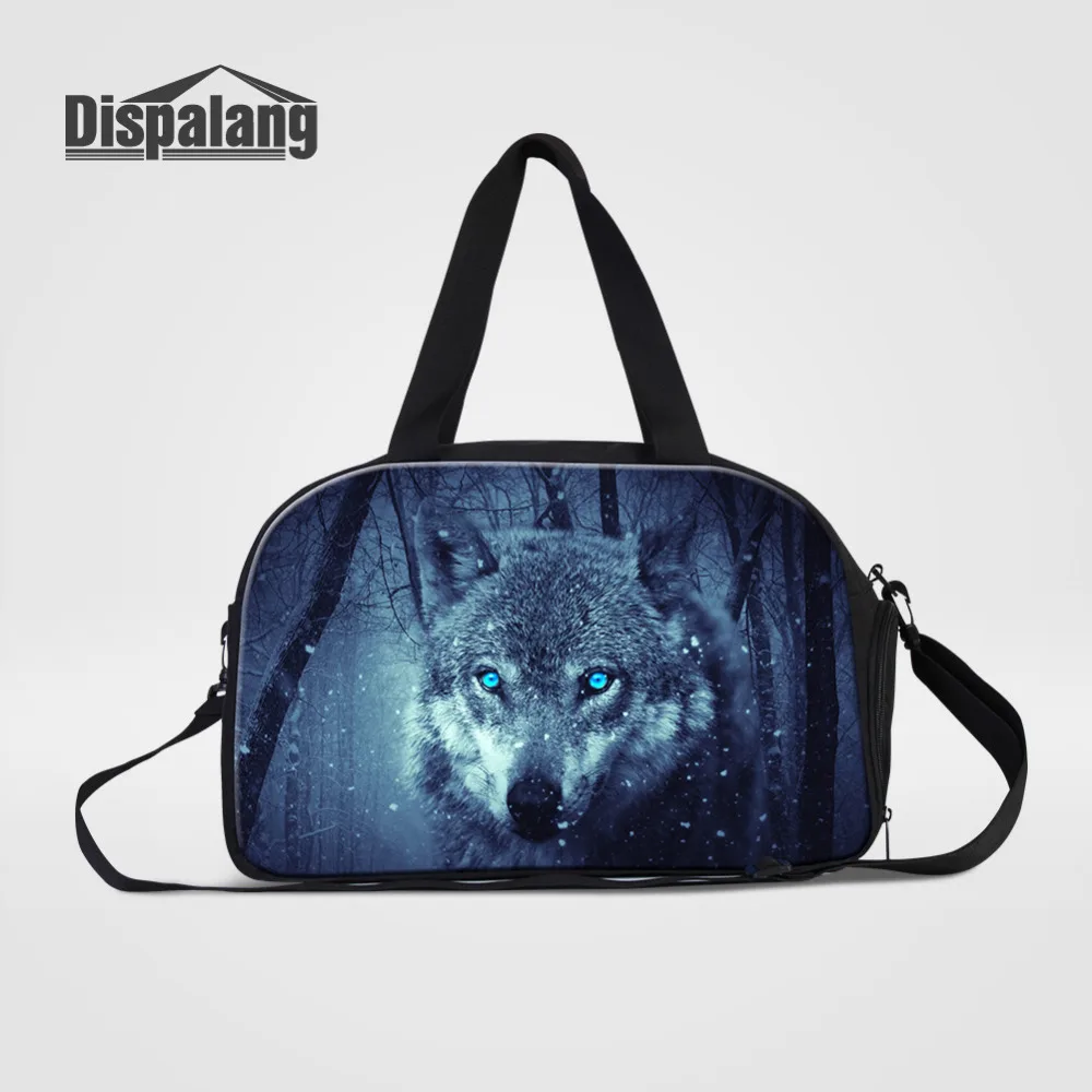 Dispalang Brand Design Men's Travel Bags Fashion Wolf Printing Travel Luggage Duffle Bag Multifunction Travel Shoulder Bag