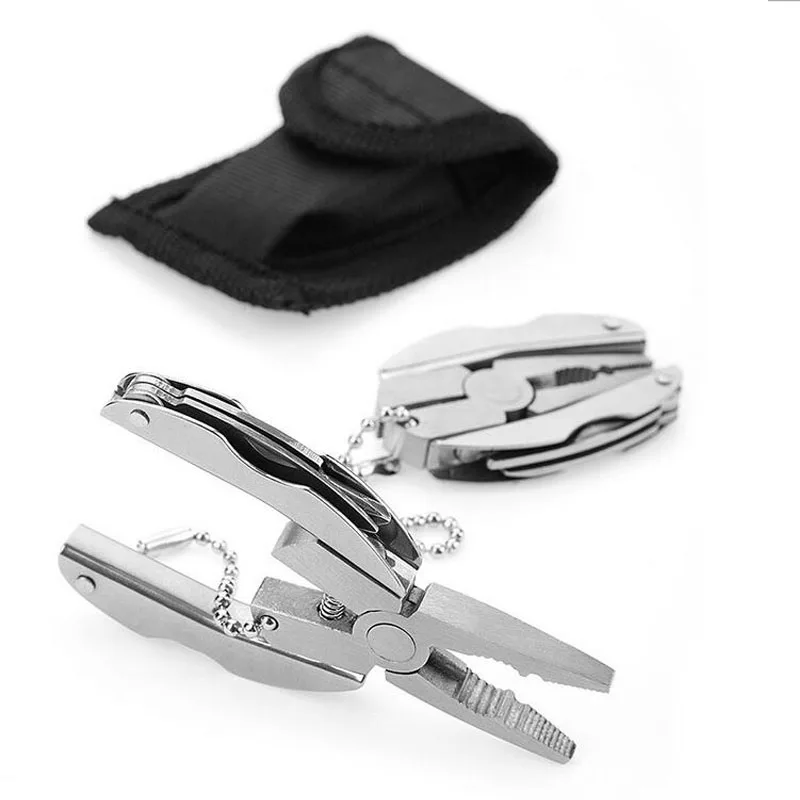 Pocket Multi-tools Plier Mini Portable Folding Multifunction Plier Clamp Keychain Screwdriver Hiking Camping Equipment EDC Tool