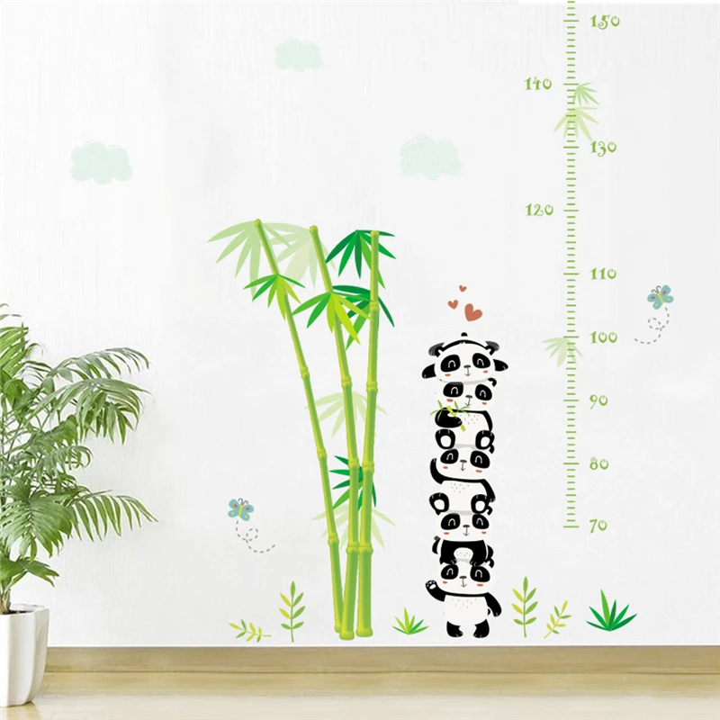 panda bamboo height measure wall stickers for kids rooms home decor cartoon animals growth chart wall decals mural art