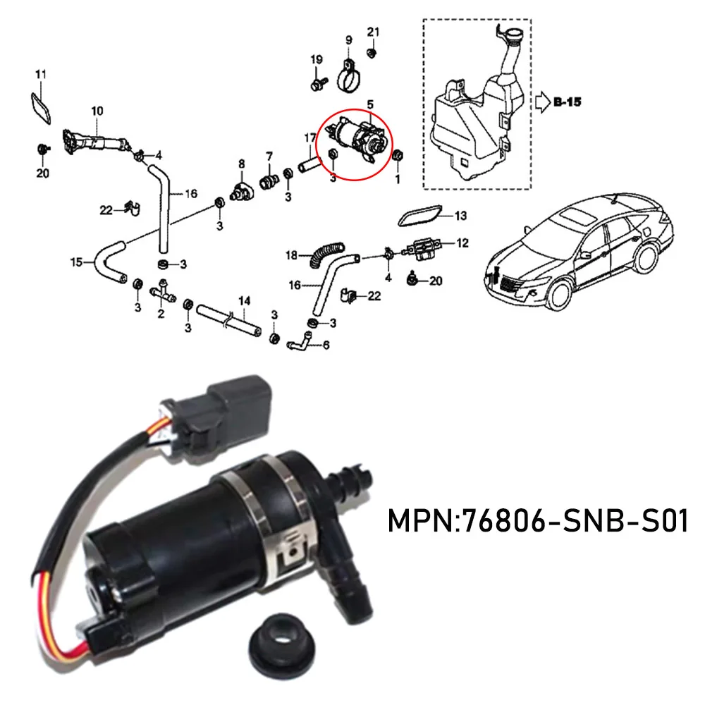 JEAZEA 76806-SNB-S01 76806-S5A-S01 UTD655252 Car Headlight Head Lamp Washer Pump Moto For Honda Accord CR-V Civic S2000 2011