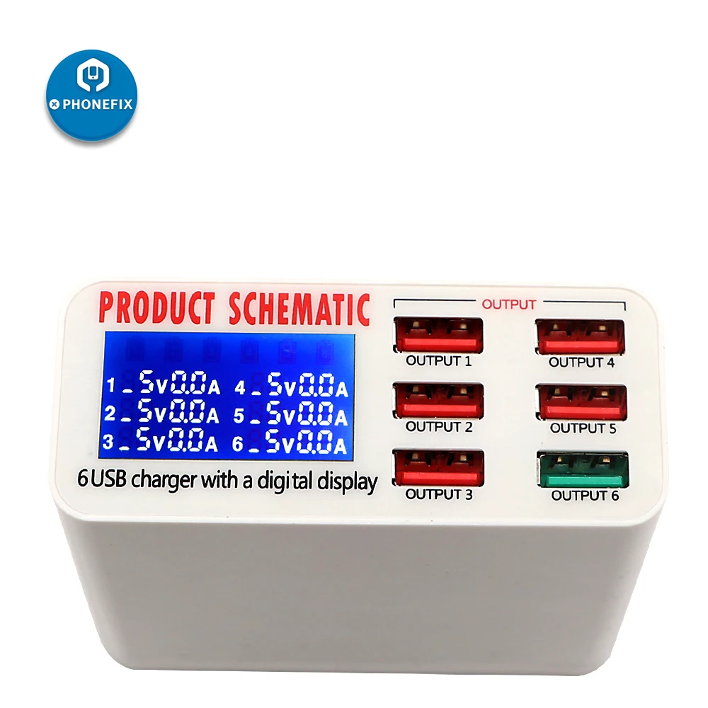 Multiporta USB Stazione di Ricarica Display Digitale UE STATI UNITI REGNO UNITO Spina 6 Porta Caricatore Del Telefono USB Rapid Stazione di Ricarica Per iPhone iPad