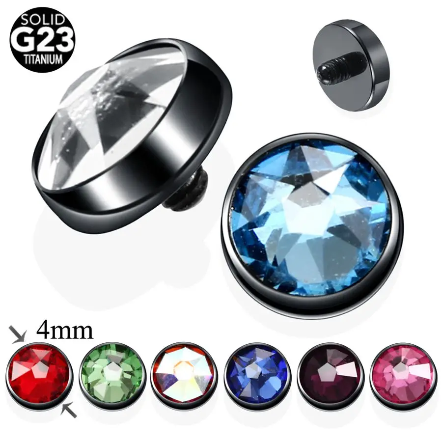 1PC Titanium Micro Dermal Piercing Gem Micro Dermal Anchor Crystal Top Skin Diver Piercing Hide in Surface Piercings Jewelry 14G