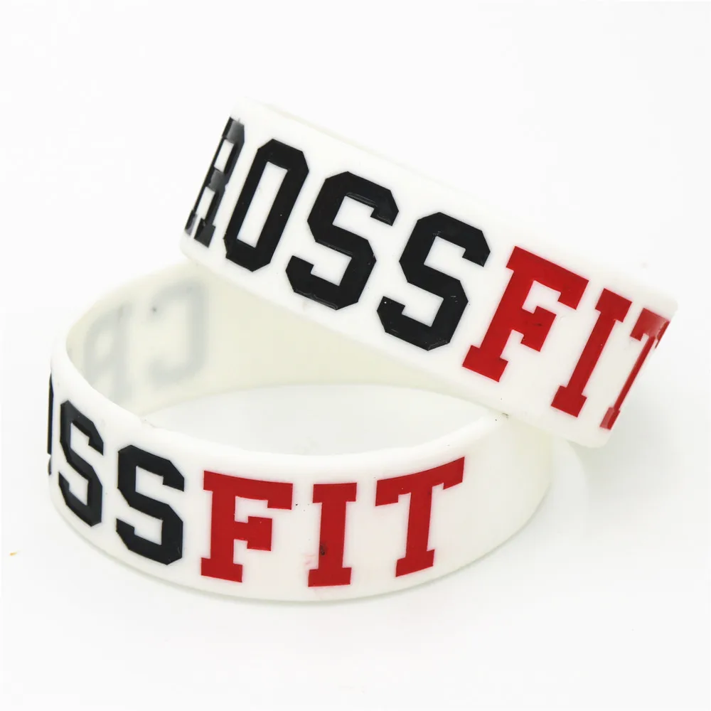 1PC New Fashion Jewelry CROSS FIT BRACELETS Black White Silicone Rubber CrossFit Bracelets & Bangles Wristbands Bands SH042