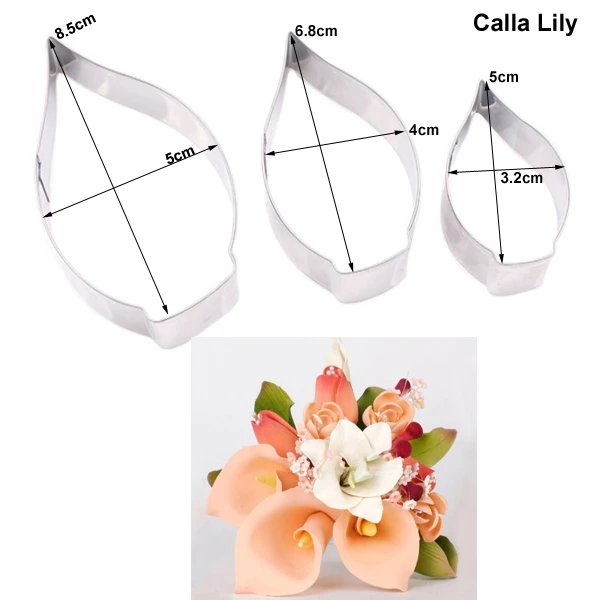 2 Styles Calla Lily Petals Cutter Fondant Moulds Cake Decorating Tools Chocolate Gumpaste, Sugarcraft,Chocolate Clay Mold CS241