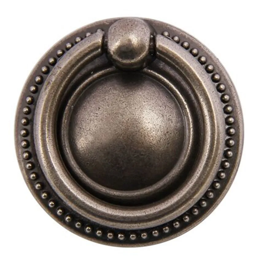 Rustic Retro Style Vintage Furniture Antique Silver Iron Drop Ring Drawer Shoe Cabinet Knob Pull  Oval Keyhole handle