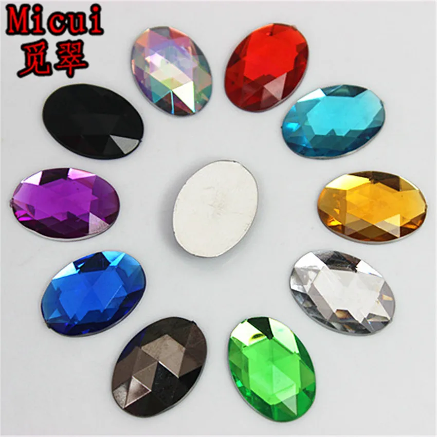 Micui 50PCS 13*18mm Oval Rhinestone Acrylic Flatback Crystal Stones For Jewelry Crafts Clothing Decorations MC205