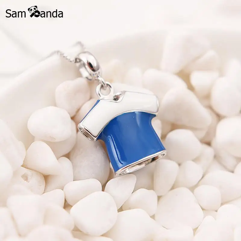 Authentic 100% 925 Sterling Silver Beads Charm Sports T-shirt Pendant Enamel Charms Fit Pandora  Bracelets DIY Women Jewelry