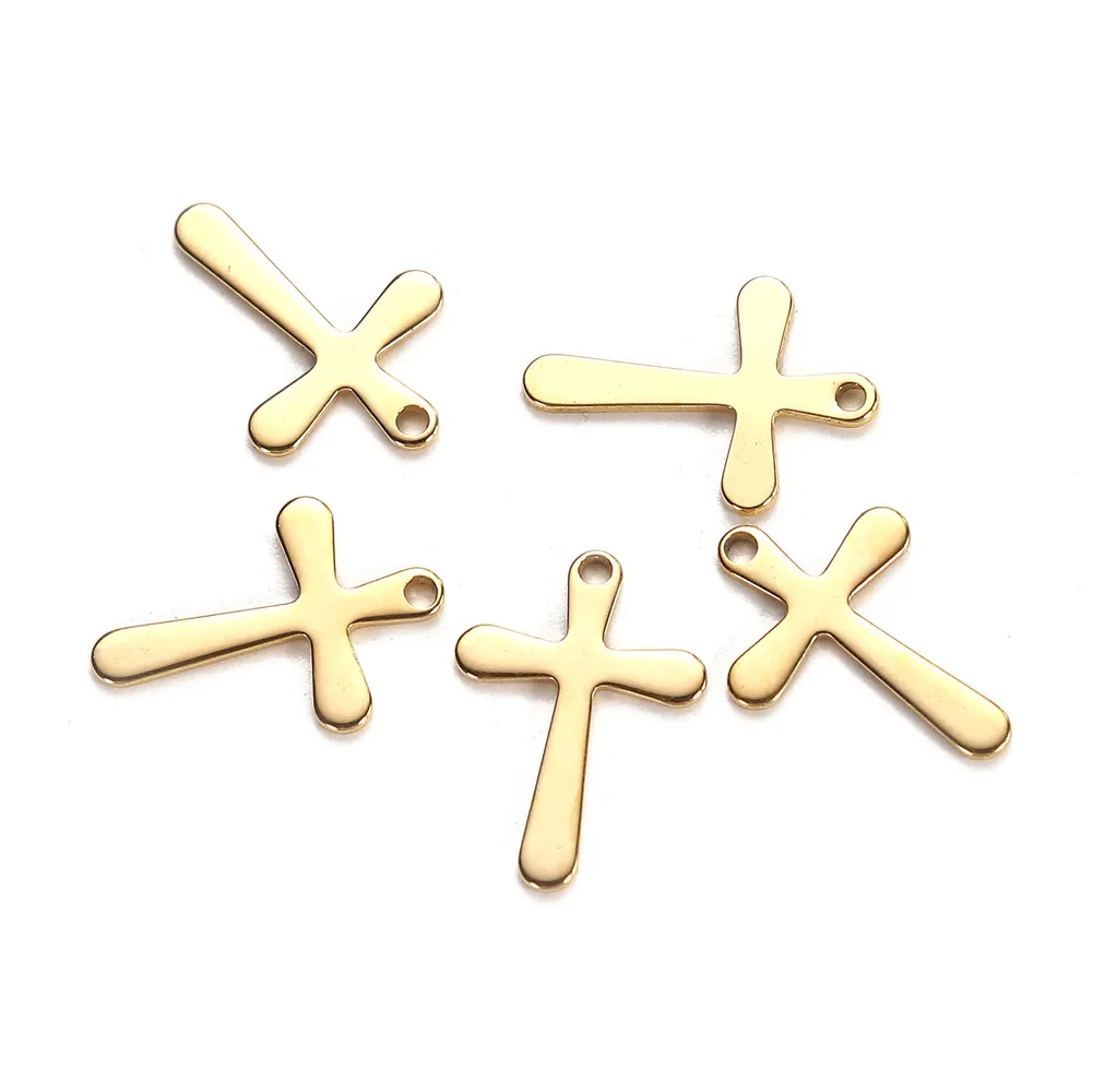 20Pcs/lot Catholic Stainless Steel Cross Pendant For Diy Necklace Bracelet Charms Jewelry Making
