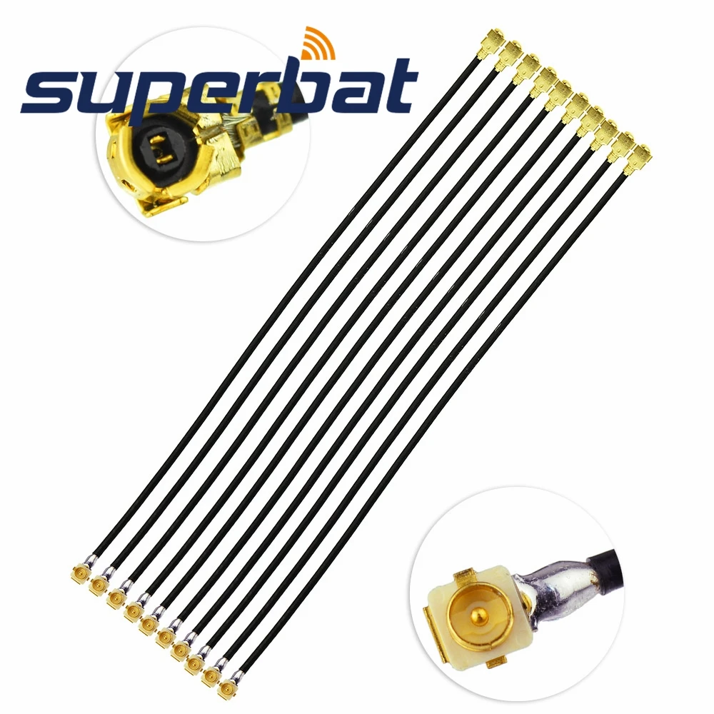 Superbat IPX/U.FL Male Right Angle Panle Receptacle to IPX/U.FL Female Ringht Angle 1.13MM Cable 10cm RF Coaxial Cable Asembly