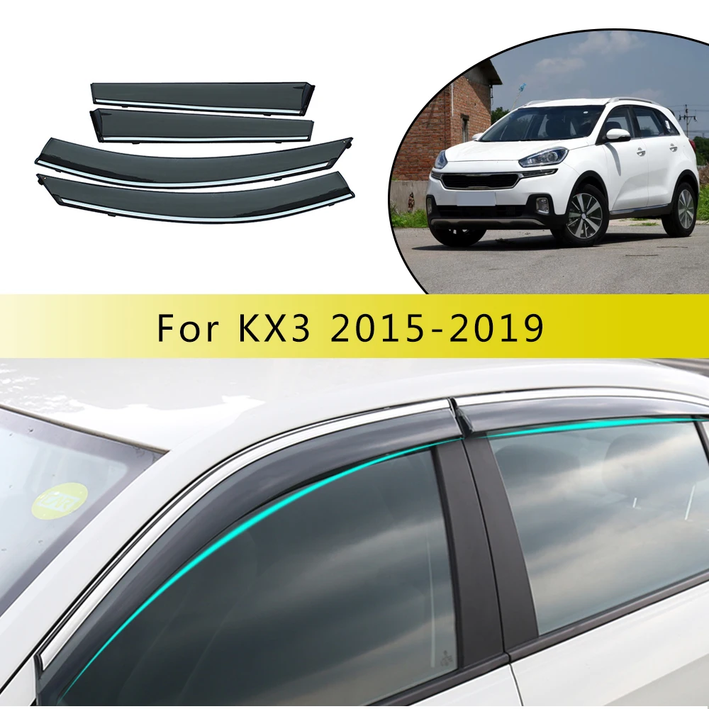 

Козырек для окна для KIA KX3 2015 2016 2017 2018 боковые хромированные полосы оконные дефлекторы защита от дождя аксессуары 4 шт.