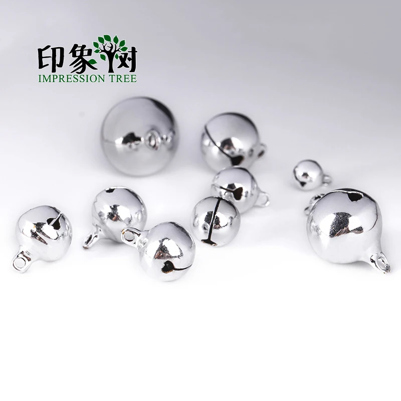 Multi Size Silver Plated Sounding Copper Bronze Bell 6/8/10/12/14/16/18/20mm Beads Impression Tree DIY Jewelry Finding 501