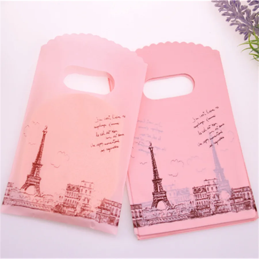 Hot Sale New Design Wholesale 50pcs/lot 9*15cm Luxury European Eiffel Tower Mini Plastic Packaging Bags Small Gift Bag