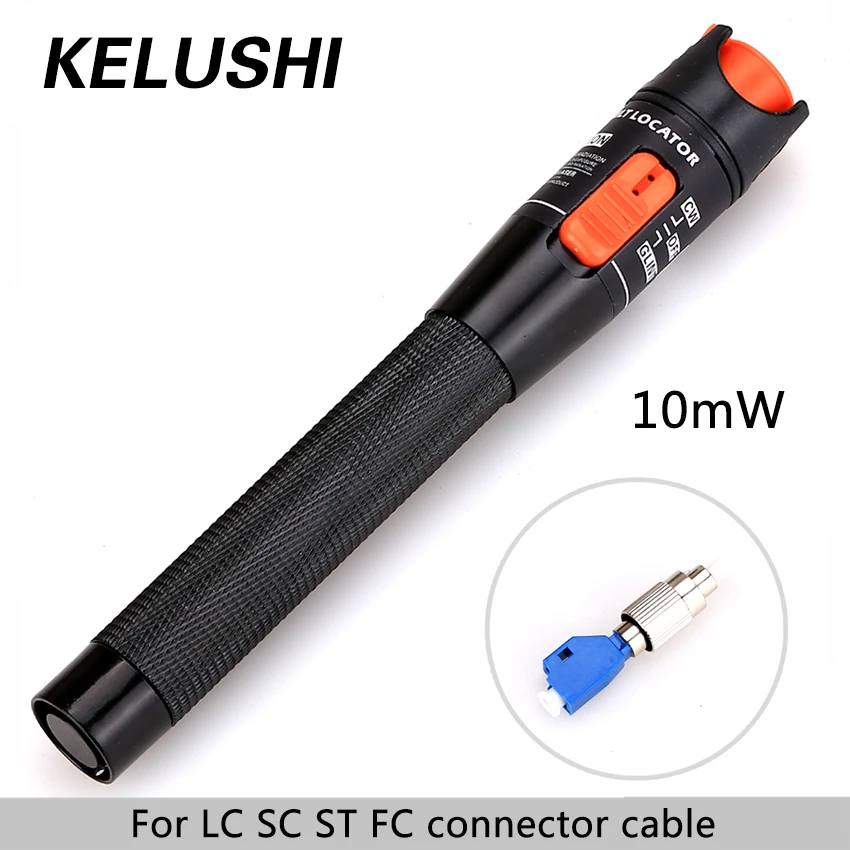 

KELUSHI CATV 10mw Aluminium Fiber Optic Visual Fault Locator Cable Tester Testing Tool with 2.5mm LC/SC/ST/FC Adaptor