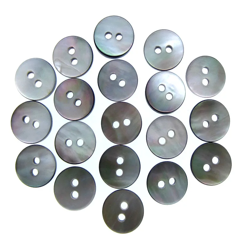 50Pcs Black mother of pearl shirt buttons natural shell buttons black iridescent 2 holes Buttons 10mm