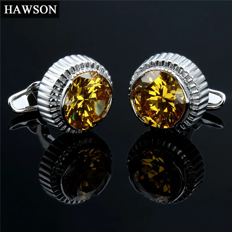 Fashion Champagne Cufflinks Cooper Round Wedding Cuff links Button Free Shipping