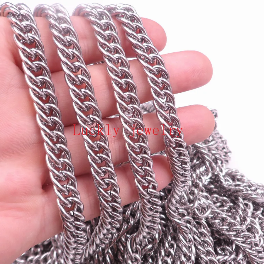 7mm wide Heavy Jewelry 3 Meters Lot Stainless Steel Smooth Curb Link Chain Jewelry Finding /Marking DIY