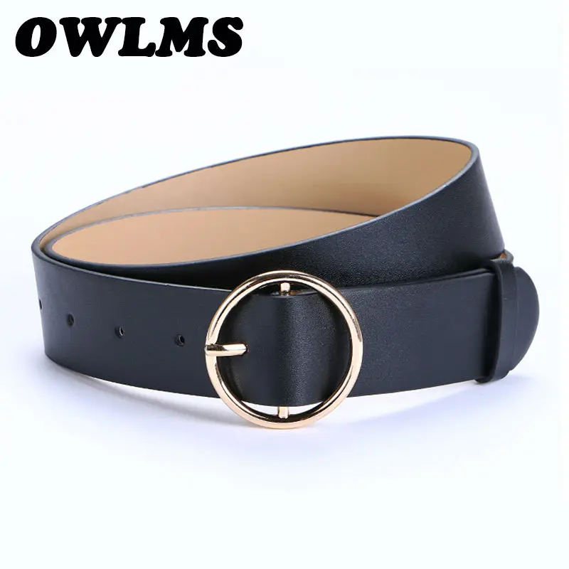 

Metal Pin Buckle Belts For Women Pure Color Strap Leather Wide Belt Jeans Ceinture Femme New Brand Popular Design High Quality