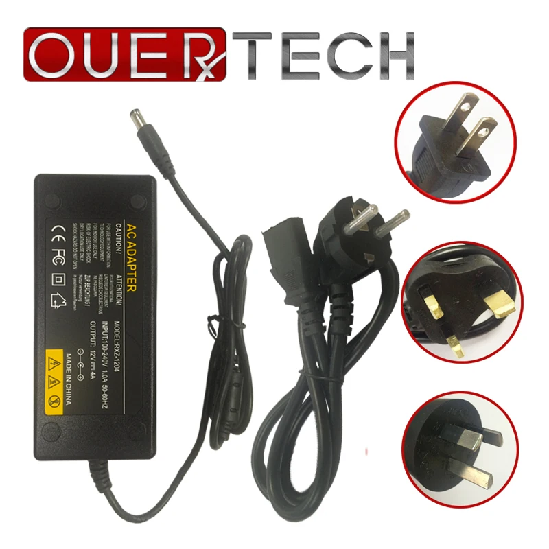 OUERTECH 12V 4A  Adapter Switching Power Supply Converter Adapter EU /AU/UK/US Plug Charger For  CCTV Security Camera DVR