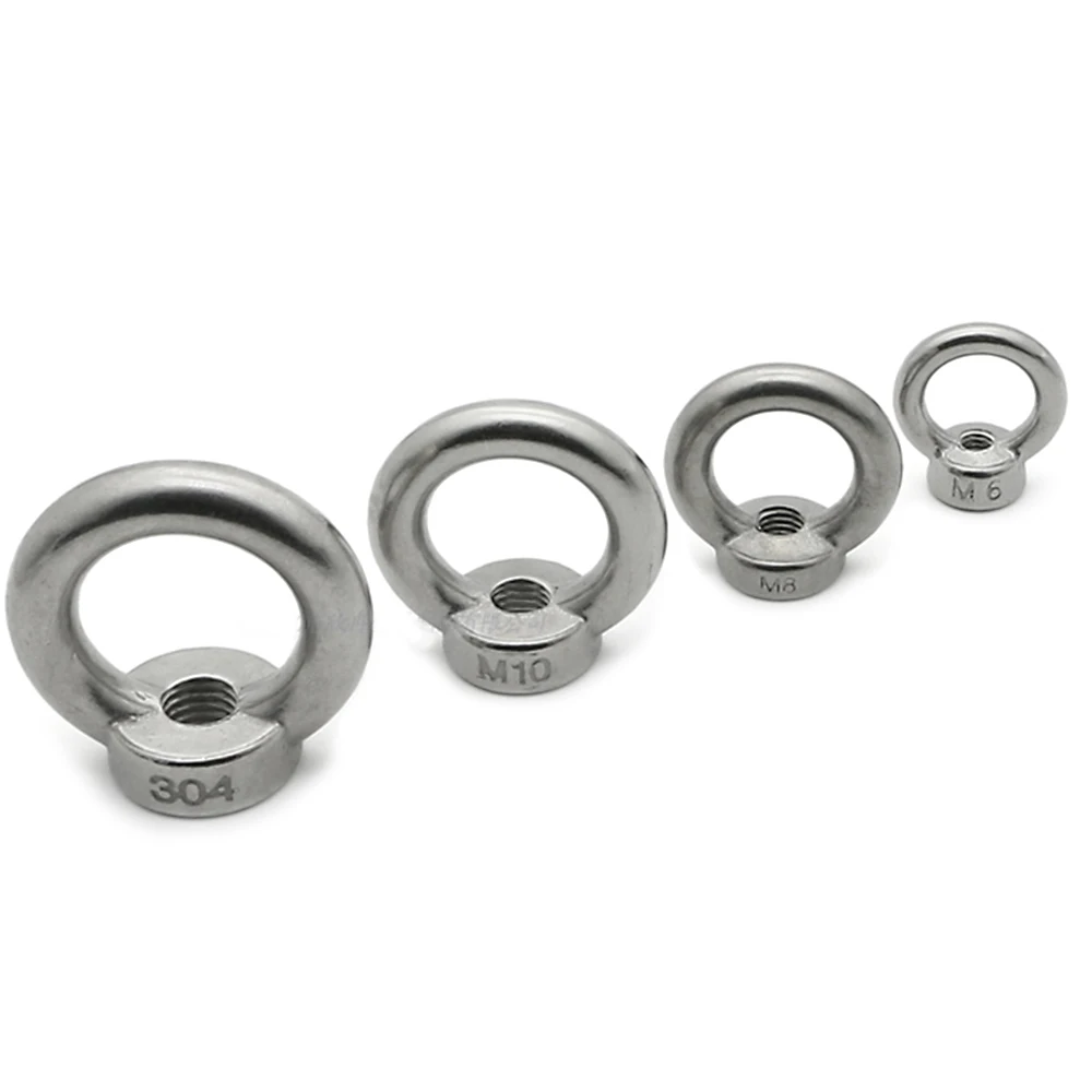 

2pcs M3-M24 Eye Nut Ring Shape Threaded Nuts Marine 304 Stainless Steel Lifting Eye Nut Rings Bolts Thread Silver European Style