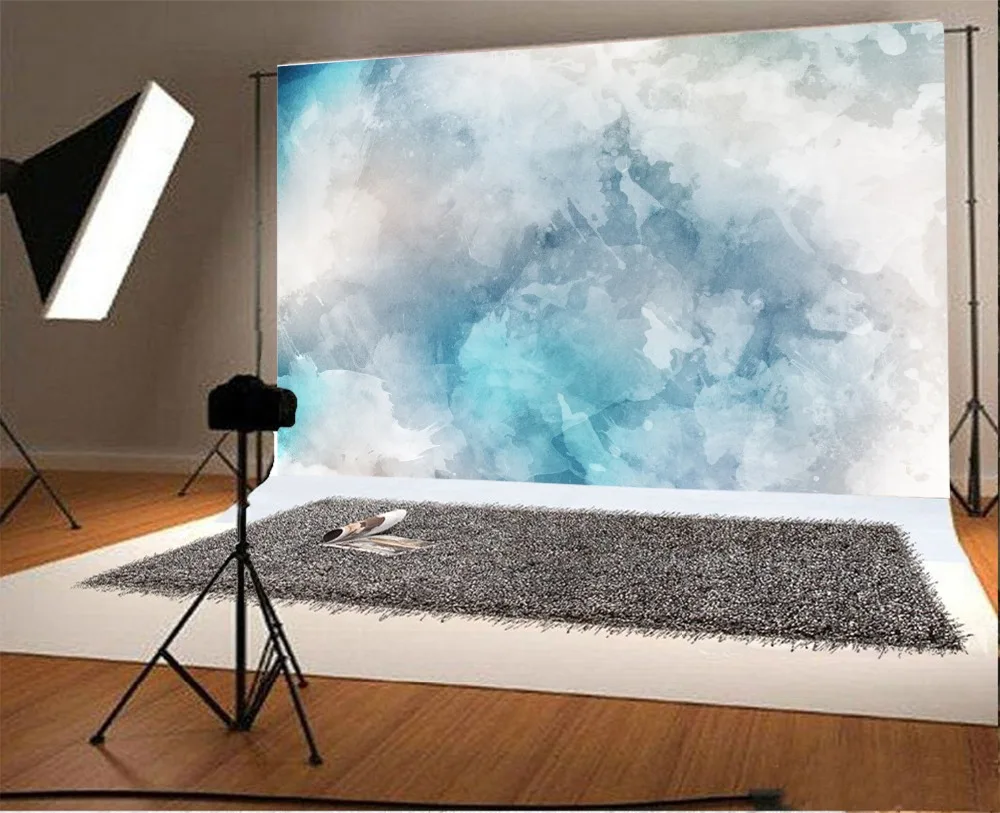 Laeacco Vinyl Chụp Ảnh Nền Gradient Tường Photophone Đồng Màu Đám Mây Cho Bé Chân Dung Ảnh Phông Nền Cho Studio Ảnh