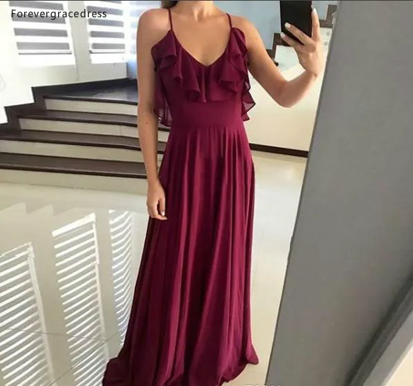 A Line Prom Dress Cheap Burgundy Western Summer Country Garden Formal Party Guest Maid of Honor Gown Plus Size