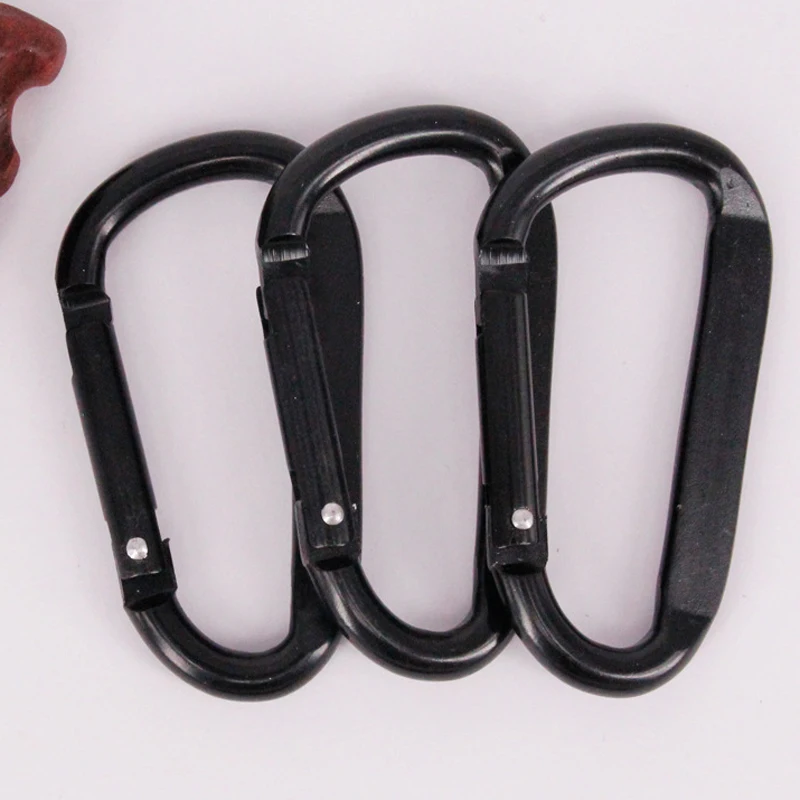 7 cm Karabiner aus Aluminiumlegierung, schwarzer D-Ring, Schlüsselanhänger-Clip, Camping-Schlüsselanhänger, Karabinerhaken, Outdoor-Reiseset GYH – Detail 11